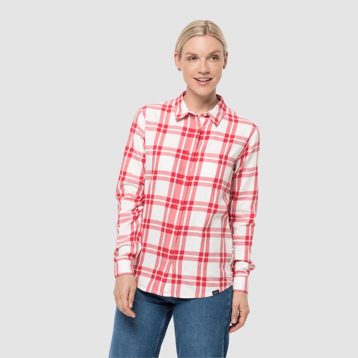 Camisa Manga Larga Jack Wolfskin Passenger Mujer Coral Rojos Mexico-3742961